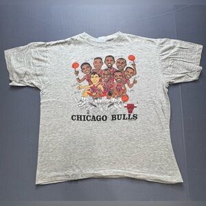 Rare VTG SALEM Chicago Bulls Caricature Hoopla Illinois Lottery TShirt 90s SZ XL